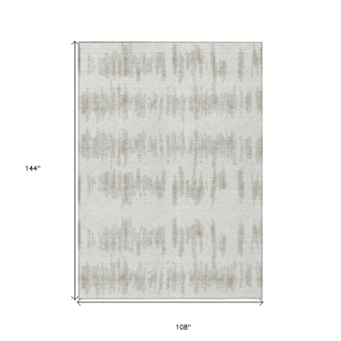 Homeroots 3' Stylish Black Ivory And Gray Striped Washable Area Rug For Indoor And Outdoor Versatility 9' X 12' Polyester 594032