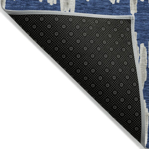 Homeroots 3' Stylish Black Ivory And Gray Striped Washable Area Rug For Indoor And Outdoor Versatility 3' X 5' Polyester 594034