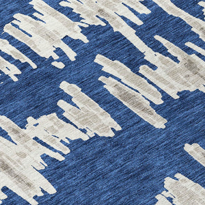 Homeroots 3' Stylish Black Ivory And Gray Striped Washable Area Rug For Indoor And Outdoor Versatility 5' X 8' Polyester 594035