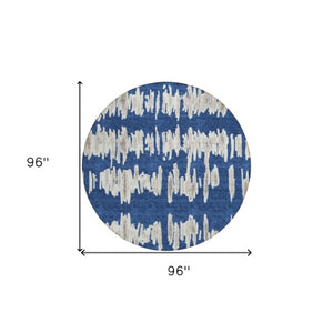 Homeroots 3' Stylish Black Ivory And Gray Striped Washable Area Rug For Indoor And Outdoor Versatility 8' Round Polyester 594036