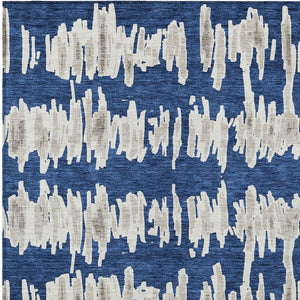 Homeroots 3' Stylish Black Ivory And Gray Striped Washable Area Rug For Indoor And Outdoor Versatility 9' X 12' Polyester 594038