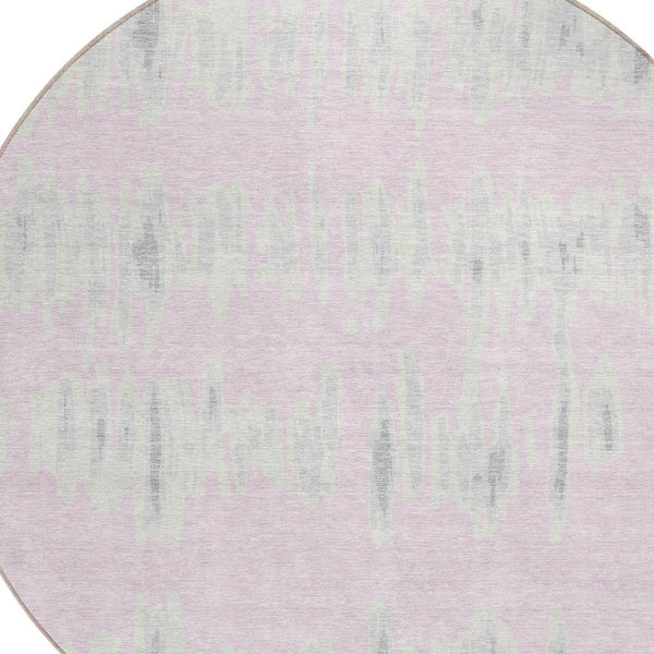 Homeroots 3' Stylish Black Ivory And Gray Striped Washable Area Rug For Indoor And Outdoor Versatility 8' Round Polyester 594042