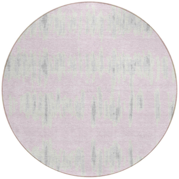 Homeroots 3' Stylish Black Ivory And Gray Striped Washable Area Rug For Indoor And Outdoor Versatility 8' Round Polyester 594042