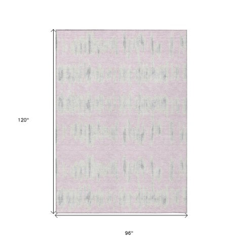 Homeroots 3' Stylish Black Ivory And Gray Striped Washable Area Rug For Indoor And Outdoor Versatility 8' X 10' Polyester 594043