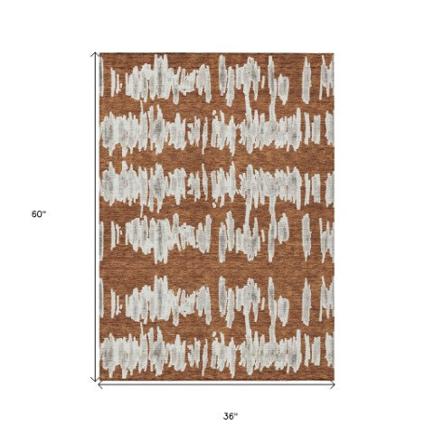 Homeroots 3' Stylish Black Ivory And Gray Striped Washable Area Rug For Indoor And Outdoor Versatility 3' X 5' Polyester 594046