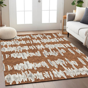 Homeroots 3' Stylish Black Ivory And Gray Striped Washable Area Rug For Indoor And Outdoor Versatility 3' X 5' Polyester 594046