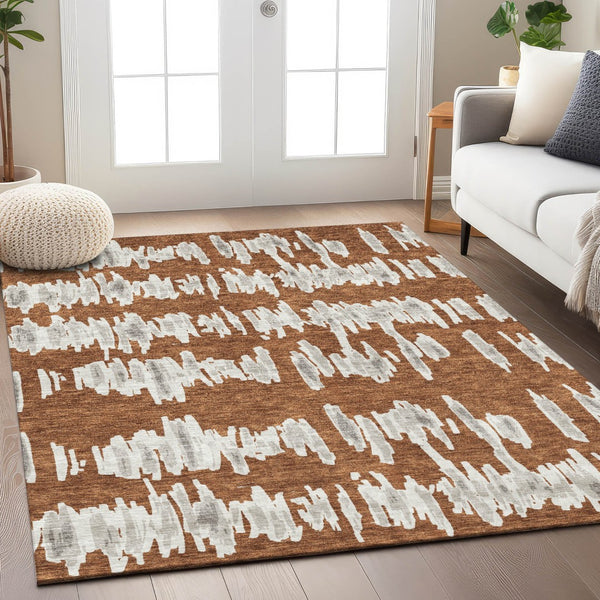 Homeroots 3' Stylish Black Ivory And Gray Striped Washable Area Rug For Indoor And Outdoor Versatility 3' X 5' Polyester 594046