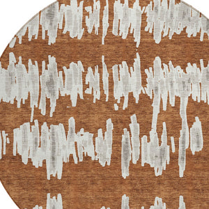 Homeroots 3' Stylish Black Ivory And Gray Striped Washable Area Rug For Indoor And Outdoor Versatility 8' Round Polyester 594048