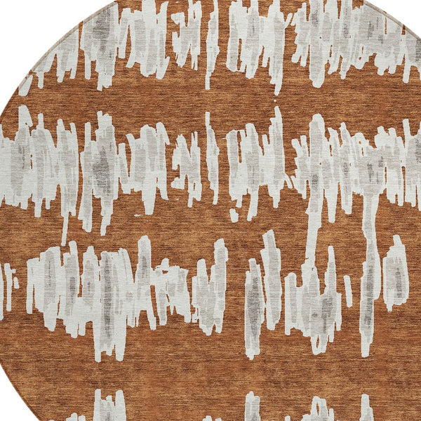 Homeroots 3' Stylish Black Ivory And Gray Striped Washable Area Rug For Indoor And Outdoor Versatility 8' Round Polyester 594048