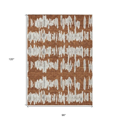 Homeroots 3' Stylish Black Ivory And Gray Striped Washable Area Rug For Indoor And Outdoor Versatility 8' X 10' Polyester 594049