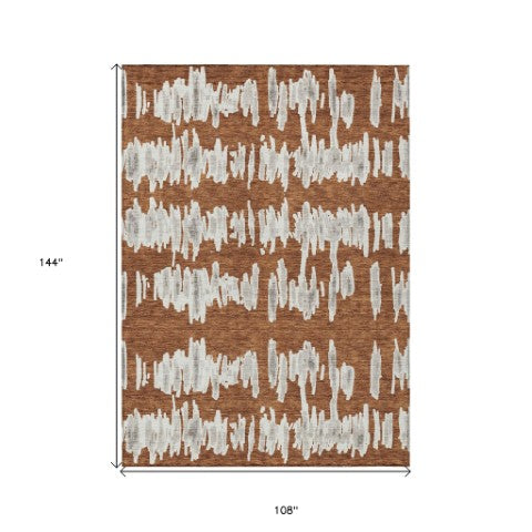 Homeroots 3' Stylish Black Ivory And Gray Striped Washable Area Rug For Indoor And Outdoor Versatility 9' X 12' Polyester 594050