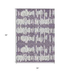 Homeroots 3' Stylish Black Ivory And Gray Striped Washable Area Rug For Indoor And Outdoor Versatility 5' X 8' Polyester 594053