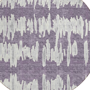 Homeroots 3' Stylish Black Ivory And Gray Striped Washable Area Rug For Indoor And Outdoor Versatility 8' Round Polyester 594054