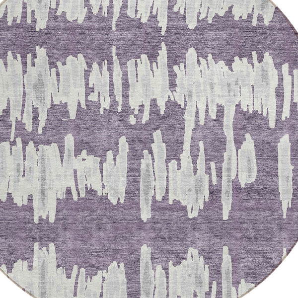 Homeroots 3' Stylish Black Ivory And Gray Striped Washable Area Rug For Indoor And Outdoor Versatility 8' Round Polyester 594054