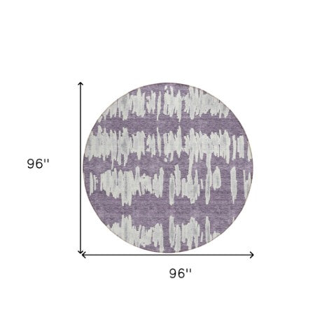 Homeroots 3' Stylish Black Ivory And Gray Striped Washable Area Rug For Indoor And Outdoor Versatility 8' Round Polyester 594054