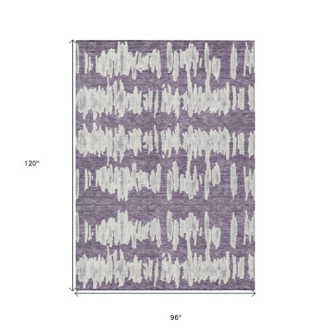 Homeroots 3' Stylish Black Ivory And Gray Striped Washable Area Rug For Indoor And Outdoor Versatility 8' X 10' Polyester 594055