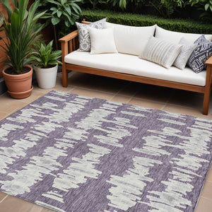 Homeroots 3' Stylish Black Ivory And Gray Striped Washable Area Rug For Indoor And Outdoor Versatility 10' X 14' Polyester 594057