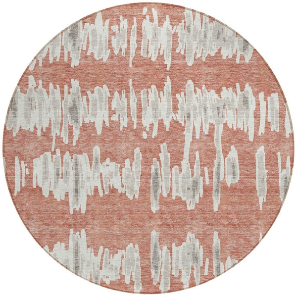 Homeroots 3' Stylish Black Ivory And Gray Striped Washable Area Rug For Indoor And Outdoor Versatility 8' Round Polyester 594060