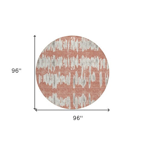 Homeroots 3' Stylish Black Ivory And Gray Striped Washable Area Rug For Indoor And Outdoor Versatility 8' Round Polyester 594060