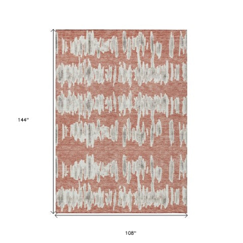 Homeroots 3' Stylish Black Ivory And Gray Striped Washable Area Rug For Indoor And Outdoor Versatility 9' X 12' Polyester 594062