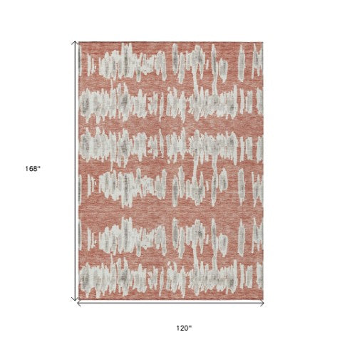 Homeroots 3' Stylish Black Ivory And Gray Striped Washable Area Rug For Indoor And Outdoor Versatility 10' X 14' Polyester 594063