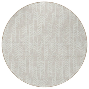 Homeroots 3' Beige And Ivory Tribal Washable Indoor Outdoor Area Rug - Durable, Stylish, Perfect For Any Space 8' Round Polyester 594072