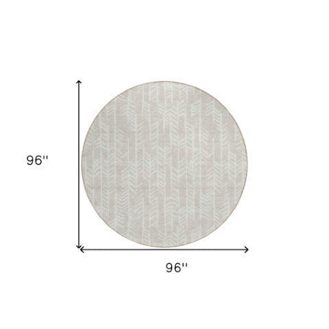 Homeroots 3' Beige And Ivory Tribal Washable Indoor Outdoor Area Rug - Durable, Stylish, Perfect For Any Space 8' Round Polyester 594072