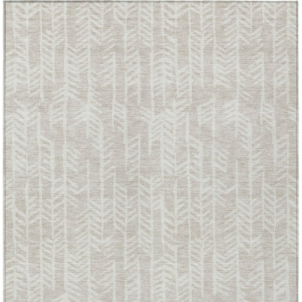 Homeroots 3' Beige And Ivory Tribal Washable Indoor Outdoor Area Rug - Durable, Stylish, Perfect For Any Space 8' X 10' Polyester 594073