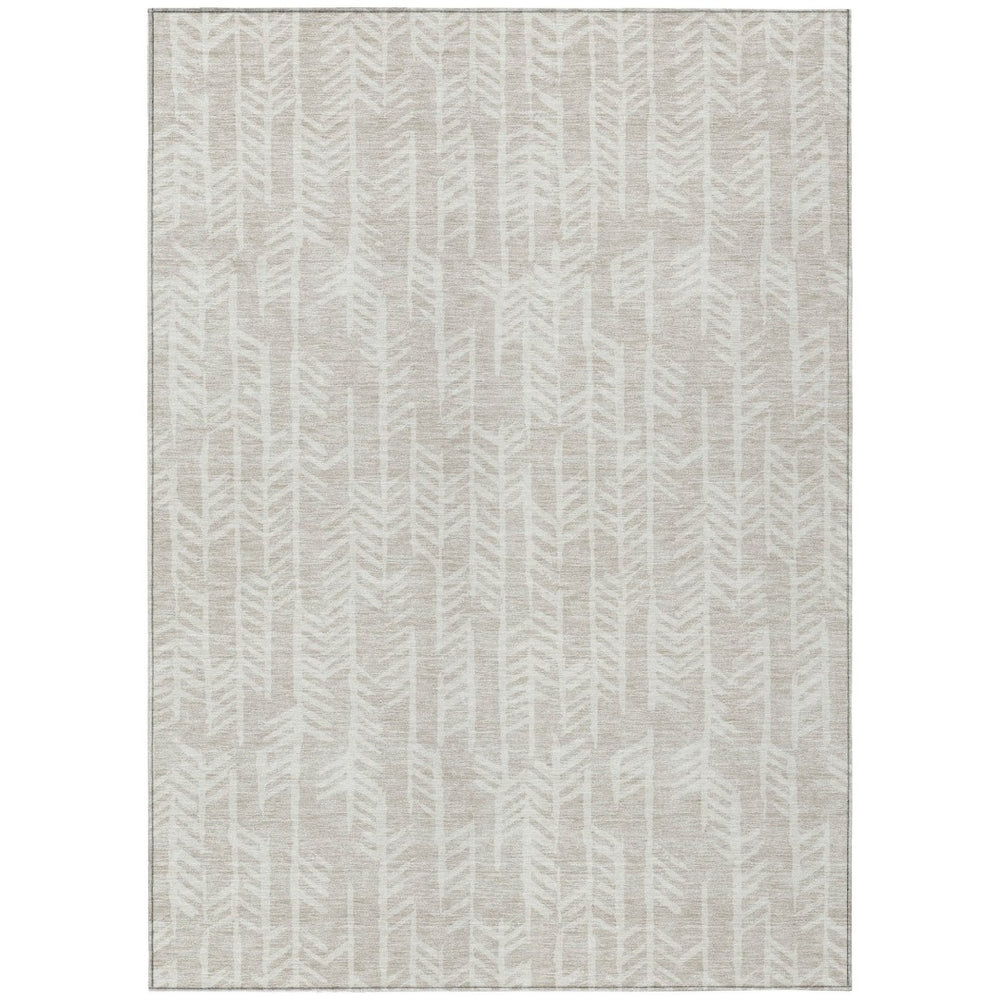 HomeRoots 9' Beige and Ivory Tribal Area Rug - Washable, Durable, Indoor-Outdoor Design for Any Space 9' X 12' 594074