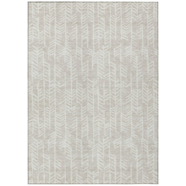 HomeRoots 9' Beige and Ivory Tribal Area Rug - Washable, Durable, Indoor-Outdoor Design for Any Space 9' X 12' 594074