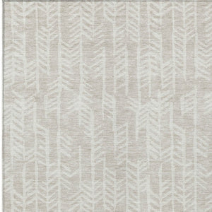 Homeroots 3' Beige And Ivory Tribal Washable Indoor Outdoor Area Rug - Durable, Stylish, Perfect For Any Space 10' X 14' Polyester 594075