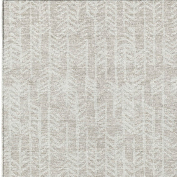 Homeroots 3' Beige And Ivory Tribal Washable Indoor Outdoor Area Rug - Durable, Stylish, Perfect For Any Space 10' X 14' Polyester 594075