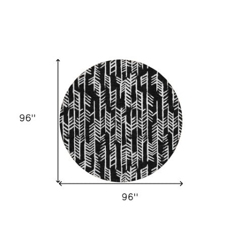 Homeroots 3' Beige And Ivory Tribal Washable Indoor Outdoor Area Rug - Durable, Stylish, Perfect For Any Space 8' Round Polyester 594078