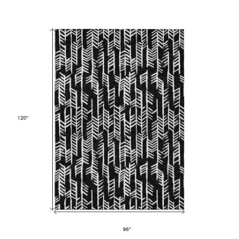 Homeroots 3' Beige And Ivory Tribal Washable Indoor Outdoor Area Rug - Durable, Stylish, Perfect For Any Space 8' X 10' Polyester 594079