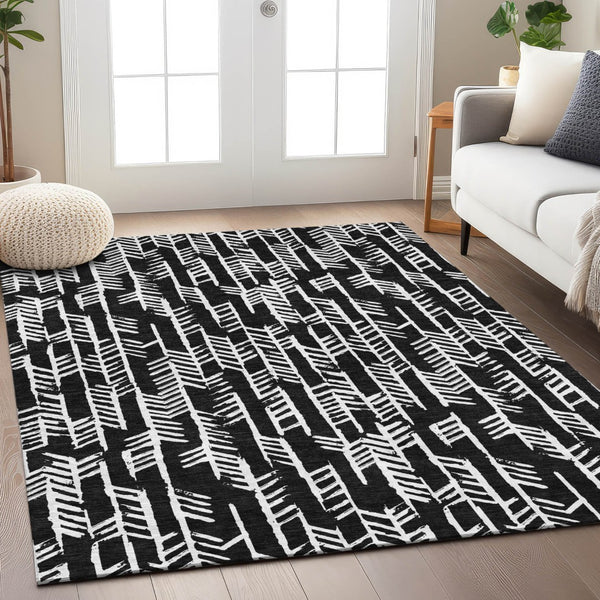 Homeroots 3' Beige And Ivory Tribal Washable Indoor Outdoor Area Rug - Durable, Stylish, Perfect For Any Space 8' X 10' Polyester 594079