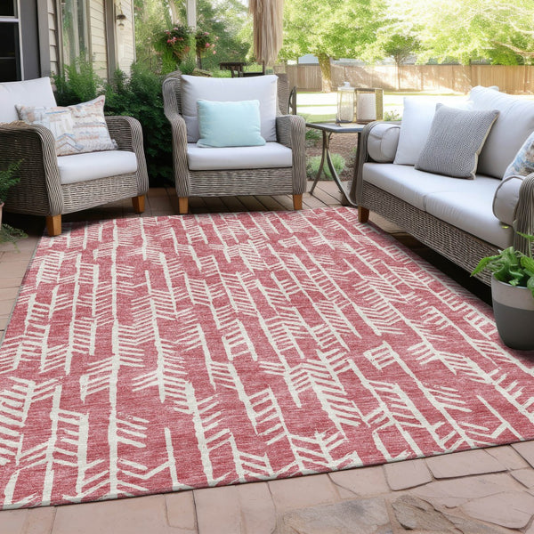 Homeroots 3' Beige And Ivory Tribal Washable Indoor Outdoor Area Rug - Durable, Stylish, Perfect For Any Space 8' X 10' Polyester 594085