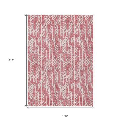 Homeroots 3' Beige And Ivory Tribal Washable Indoor Outdoor Area Rug - Durable, Stylish, Perfect For Any Space 9' X 12' Polyester 594086