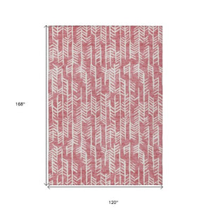 Homeroots 3' Beige And Ivory Tribal Washable Indoor Outdoor Area Rug - Durable, Stylish, Perfect For Any Space 10' X 14' Polyester 594087