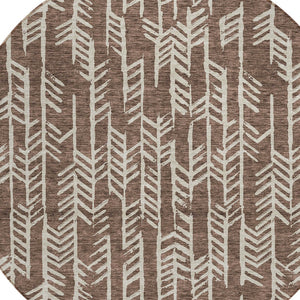 Homeroots 3' Beige And Ivory Tribal Washable Indoor Outdoor Area Rug - Durable, Stylish, Perfect For Any Space 8' Round Polyester 594090