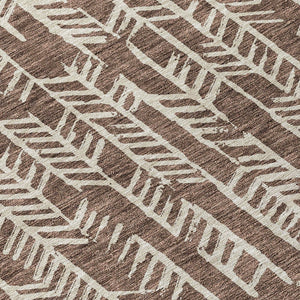 Homeroots 3' Beige And Ivory Tribal Washable Indoor Outdoor Area Rug - Durable, Stylish, Perfect For Any Space 8' Round Polyester 594090