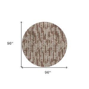 Homeroots 3' Beige And Ivory Tribal Washable Indoor Outdoor Area Rug - Durable, Stylish, Perfect For Any Space 8' Round Polyester 594090