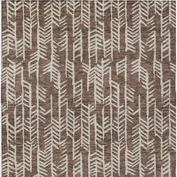 Homeroots 3' Beige And Ivory Tribal Washable Indoor Outdoor Area Rug - Durable, Stylish, Perfect For Any Space 8' X 10' Polyester 594091