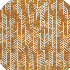 Homeroots 3' Beige And Ivory Tribal Washable Indoor Outdoor Area Rug - Durable, Stylish, Perfect For Any Space 8' Round Polyester 594096