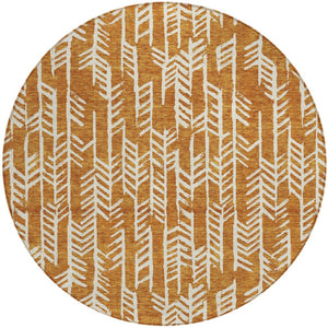 Homeroots 3' Beige And Ivory Tribal Washable Indoor Outdoor Area Rug - Durable, Stylish, Perfect For Any Space 8' Round Polyester 594096