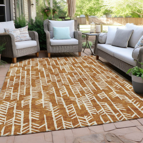 Homeroots 3' Beige And Ivory Tribal Washable Indoor Outdoor Area Rug - Durable, Stylish, Perfect For Any Space 10' X 14' Polyester 594099