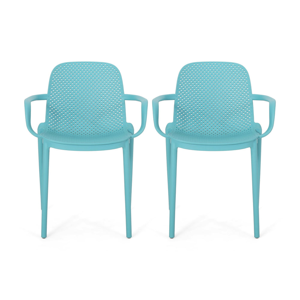 English Elm Christopher Knight Home® - GARDENIA Weather-Resistant Outdoor Dining Chair with Perforated Modern Design and Durable Polypropylene Frame Teal 33.5 L x 23.5 W x 23.5 H 68521.00T