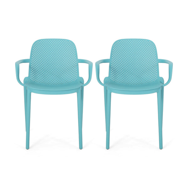 English Elm Christopher Knight Home® - GARDENIA Weather-Resistant Outdoor Dining Chair with Perforated Modern Design and Durable Polypropylene Frame Teal 33.5 L x 23.5 W x 23.5 H 68521.00T