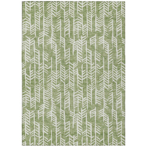 HomeRoots 5' Stylish Green and Ivory Tribal Indoor Outdoor Area Rug - Durable, Washable, Versatile Design! 5' X 8' 594101