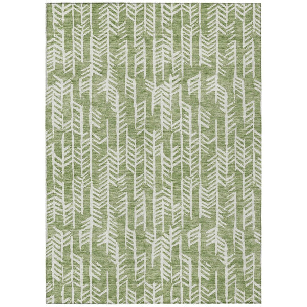 HomeRoots 5' Stylish Green and Ivory Tribal Indoor Outdoor Area Rug - Durable, Washable, Versatile Design! 10' X 14' 594105