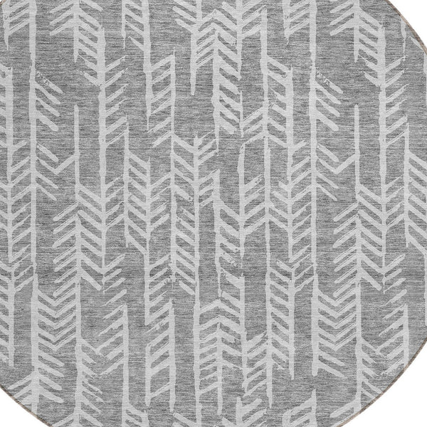 Homeroots 3' Beige And Ivory Tribal Washable Indoor Outdoor Area Rug - Durable, Stylish, Perfect For Any Space 8' Round Polyester 594108